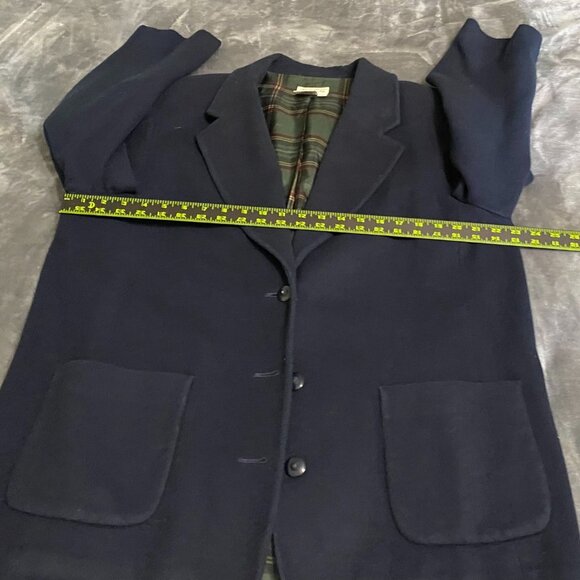 Talbots Women's Blazer Jacket Large Navy Blue Wool Blend Three Button Workwear - Picture 6 of 15